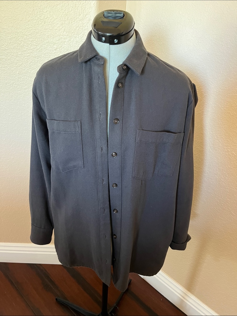 Madewell Men's Charcoal Button-Front Shirt Jacket